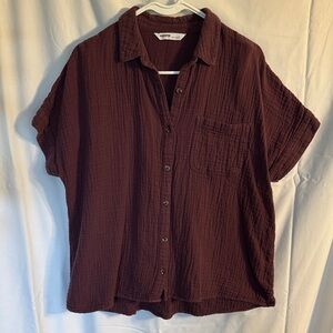 Sonoma Boxy Maroon Textured Shirt